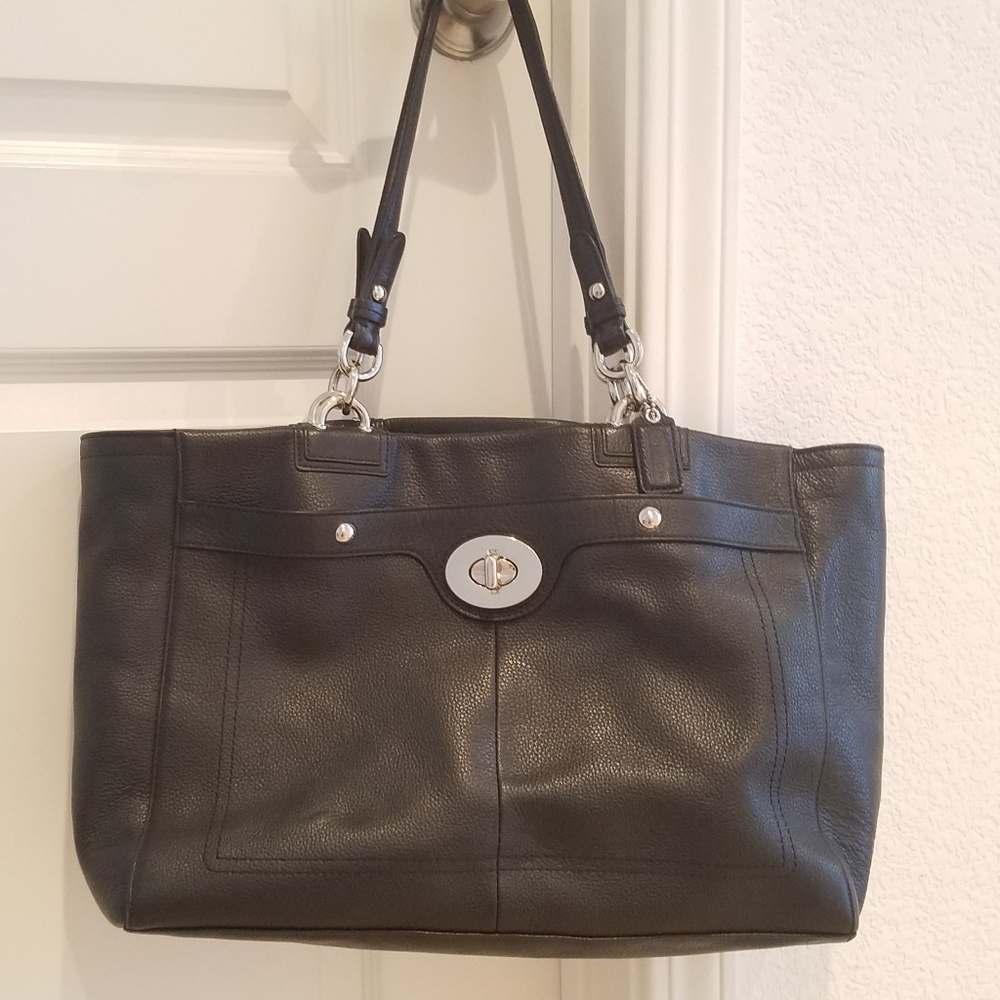 Coach Pebbled Leather Black Purse Authentic